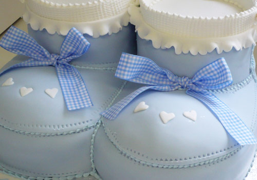 A Cake made to look like two little boots